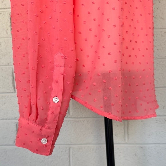 J. Crew Sheer Coral Swiss Dot Buttoned Blouse - Picture 5 of 11